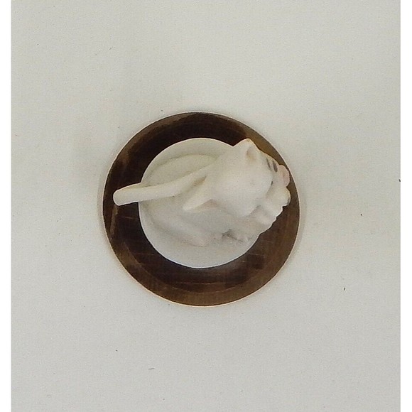 Capodimonte Miniature Siamese Cat Long Neck Bowtie Hand Painted Wooden Base - Picture 5 of 9